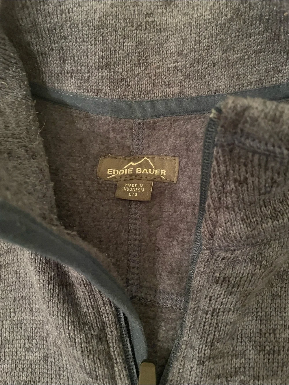 Eddie Bauer Men's Heathered Blue Quarter-Zip Pullover